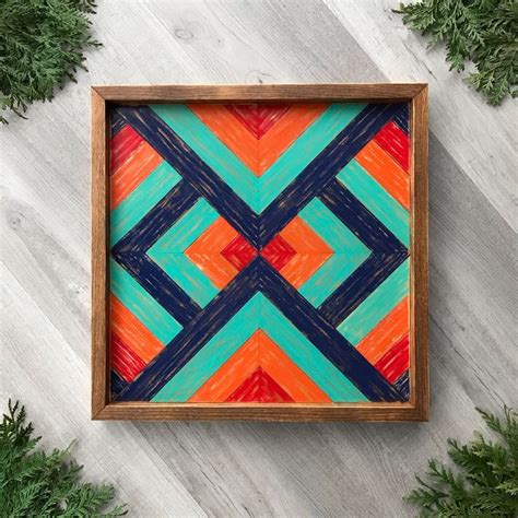 Geometric Wood Wall Art. Colorful Wooden Wall Decor | Barn quilts, Wooden wall hangings, Wood ...
