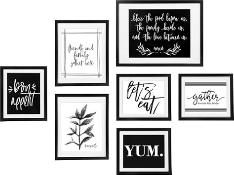 Amazon.com: ArtbyHannah 7 Pack Framed Kitchen Wall Art Decor for Dining Room with Black Gallery ...