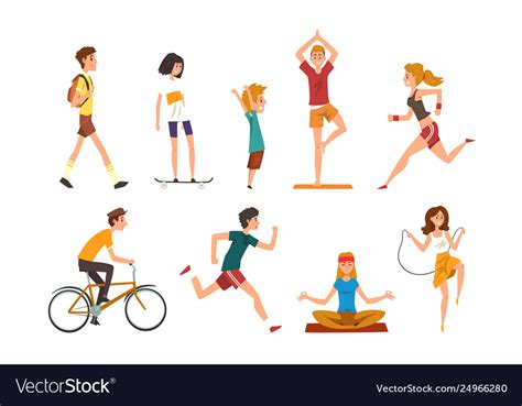 People doing physical activity outdoors men Vector Image