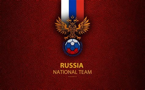 Download wallpapers Russian national football team, 4k, leather texture ...