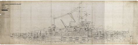 Inboard profile plan for HMS 'Queen Elizabeth' (1913) and HMS 'Valiant