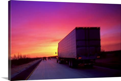 Semi-truck on road at sunset Wall Art, Canvas Prints, Framed Prints, Wall Peels | Great Big Canvas