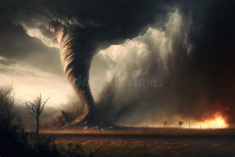 A Tornado Formed in the Evening from a Supercell. Stock Photo - Image of armageddon, massive ...