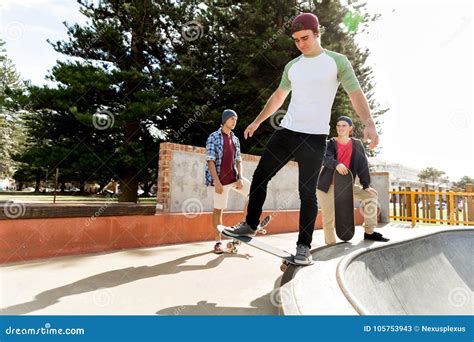 Teenage Boy Skateboarding Outdoors Stock Image - Image of people, park: 105753943