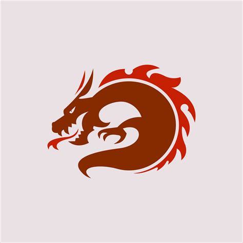 Cartoon Red Dragon Silhouette Tribal Animal, Design Illustration ...