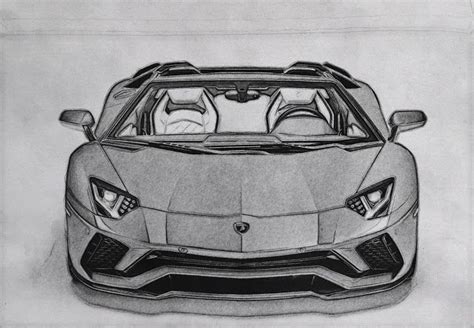 2018 Lamborghini Aventador S Roadster Pencil Drawing - Car Sketches and Drawings | Car drawing ...