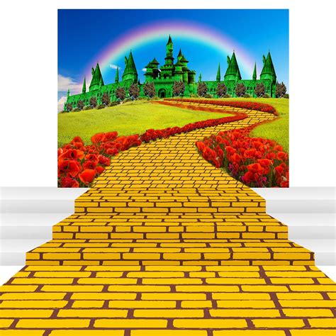 Buy Road Runner Yellow Brick Road Runner and Emerald Castle Backdrop Party Decorations Yellow ...