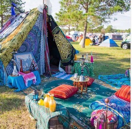 Bohemian campsite at TRF | Bohemian outdoor, Diy canopy, Camping set up