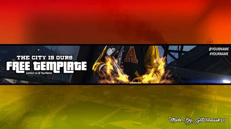 Photoshop: **FREE** GTA 5 Style YouTube Banner Template PSD + Direct ...