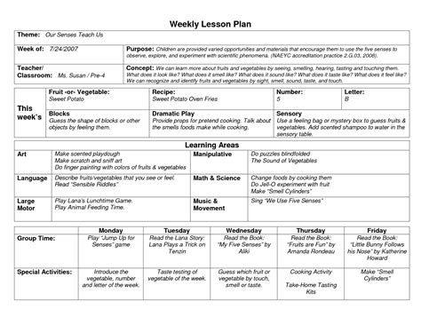 Best Lesson Plan Template Weekly Prescool Plannar - Get Your Calendar ...