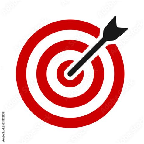 Red target bullseye with arrow or personalized marketing flat vector color icon for apps and ...