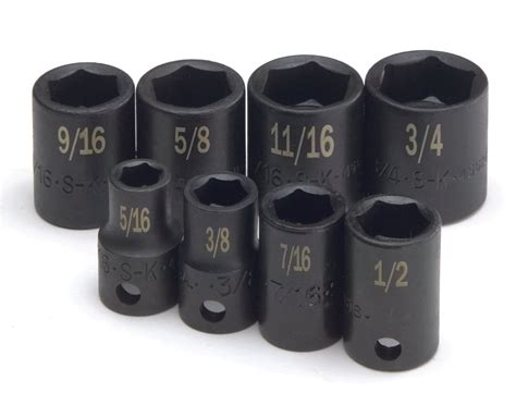 8 Piece 3/8" Drive 6 Point Fractional Standard Impact Socket Set – SK ...