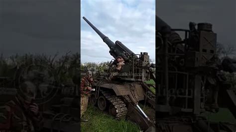 Ukrainian 2S7 "Pion" 203mm SPG setting and firing - YouTube