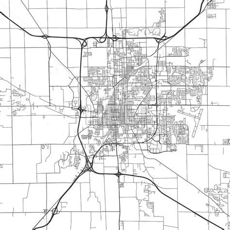 Bloomington downtown and surroundings Map in light shaded version with ...