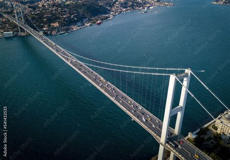 Fantactic aerial views of Istanbul Bosphorus bridge (15 July Martyrs ...