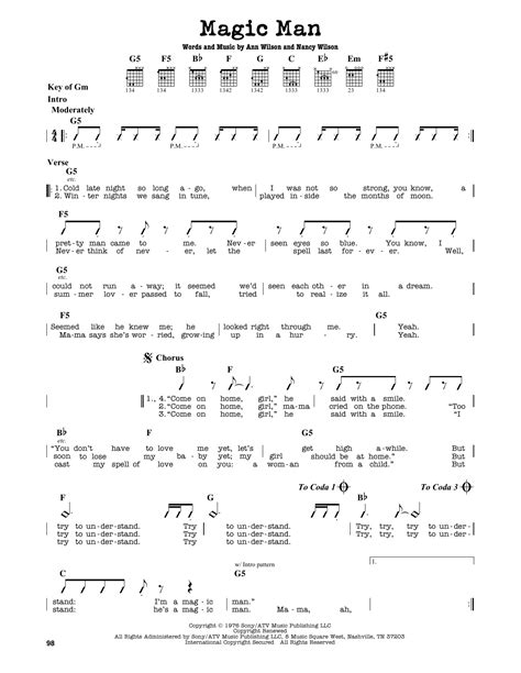 Magic Man by Heart - Guitar Lead Sheet - Guitar Instructor