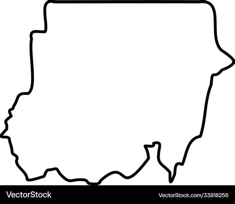 Sudan - solid black outline border map country Vector Image