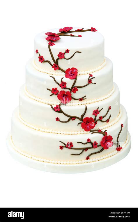 Wedding Cake On White Background Stock Photo - Alamy