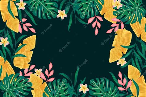 Free Vector | Tropical leaves background for zoom