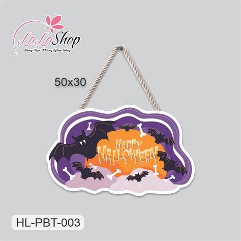 Bảng Treo Cửa Trang Trí Halloween Hình Con Dơi 50x30cm