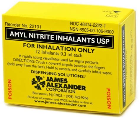 Amyl Nitrite Inhalant USP - Unit dose packages: James Alexander