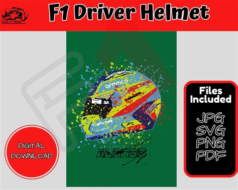 F1 Driver Helmet Image Digital Download SVG PNG Formula One Printable ...