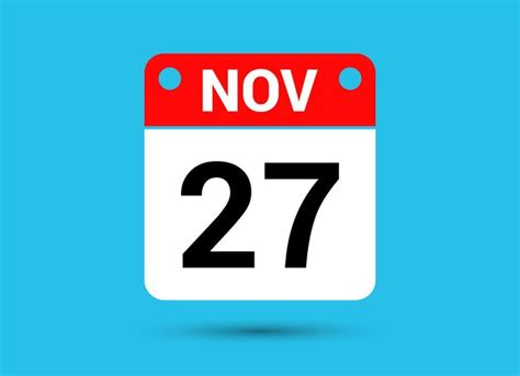 Premium Photo | November 27 calendar date flat icon day 27 vector ...