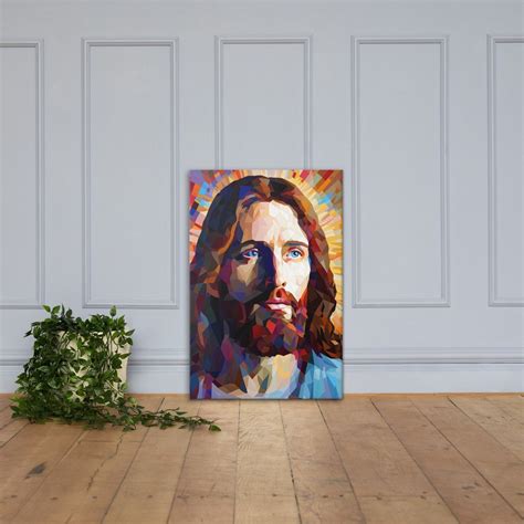 Modern Christian Art Jesus Portrait Print on Canvas - Etsy