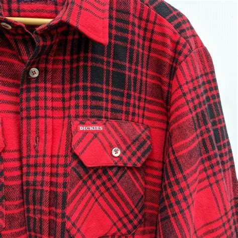 Dickies | Jackets & Coats | Dickies Vintage Red Black Plaid Flannel ...