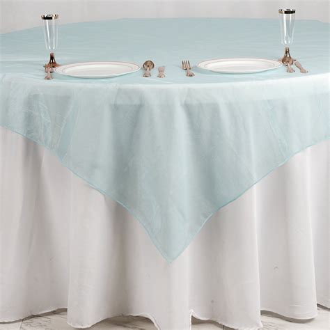 Efavormart Light Blue Organza Square Tablecloth Overlay 72x72" Square ...