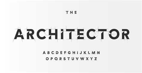 Architectural project font, technical draw style alphabet. Geometrical typography. Wireframe ...