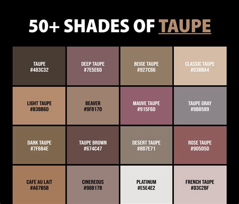 50+ Shades of Taupe Color (Names, HEX, RGB, & CMYK Codes) – CreativeBooster