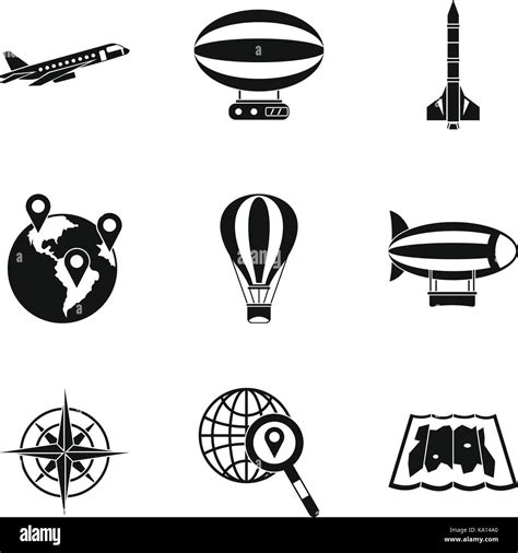 Intercontinental flight icons set, simple style Stock Vector Image & Art - Alamy