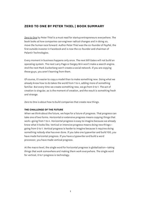 Zero-to-One-by-Peter-Thiel-Book-Summary - pubhtml5 - Page 1 - 17 | Flip PDF Online | PubHTML5