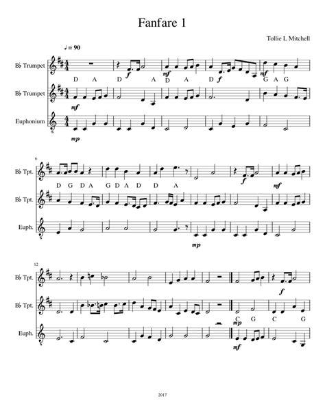 Fanfare 1 Sheet music for Trumpet (In B Flat), Euphonium (Mixed Trio ...