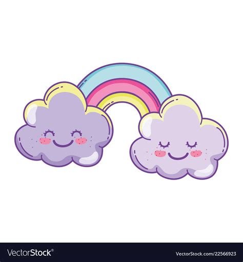 Cloud and rainbow cute cartoon Royalty Free Vector Image