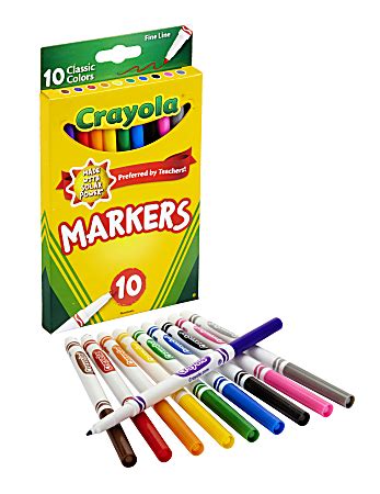 Crayola Fine Line Markers Assorted Classic Classpack Pack Of 10 ...