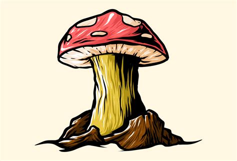 Mushroom element illustration. Evil plant and zombies vector. Scary ...