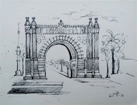 Arc de Triomphe, Barcelona, Ink on paper : r/sketches