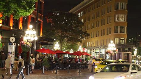 VANCOUVER, BRITISH COLUMBIA,CANADA - CIRCA December 2011 :nightlife In Gastown Stock Footage ...