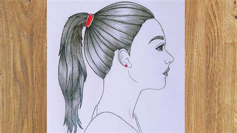 How to draw a girl with ponytail ( side face ) - Pencil sketch / girl face drawing /Drawing ...