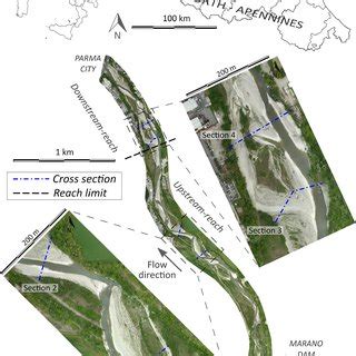 Location of the Parma River and monitored cross‐sections positions ...