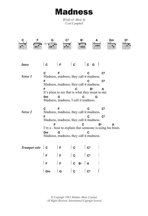 Madness by Prince Buster - Guitar Chords/Lyrics - Guitar Instructor