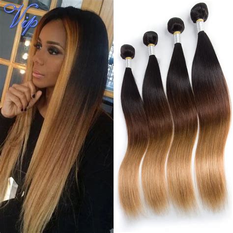 Bele 7a Ombre Brazilian Hair Straight Ombre Hair Extensions Three Tone ...