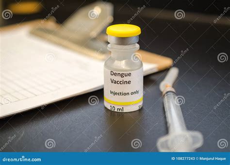 Dengue Vaccine Vial with a Syringe Stock Image - Image of research ...