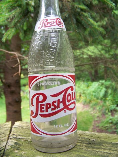 Vintage Pepsi Cola Glass Bottle Red and White Single Red Dot