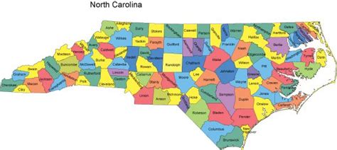 North Carolina Map with Counties