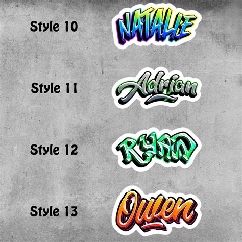 Custom Name Graffiti Stickers Custom Name Sticker Graffiti - Etsy