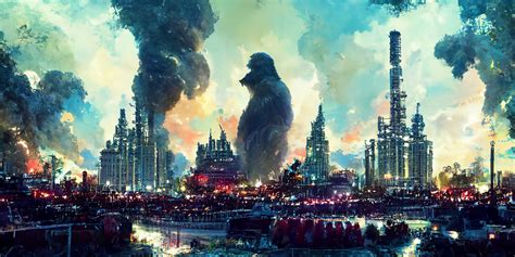 King Kong walking on a destroyed city by MisconceptionAIArt on DeviantArt