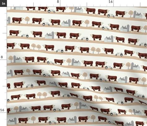 Amazon.com: Spoonflower Fabric - Hereford Farm Cow Pattern Cute Animals ...